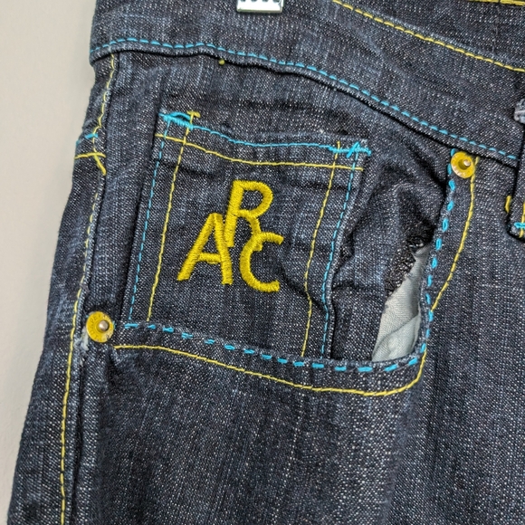 Y2K Red Ape Denim Company Contrast Stitch Patch Detail Embroidered Jeans 34x32 - Picture 4 of 16